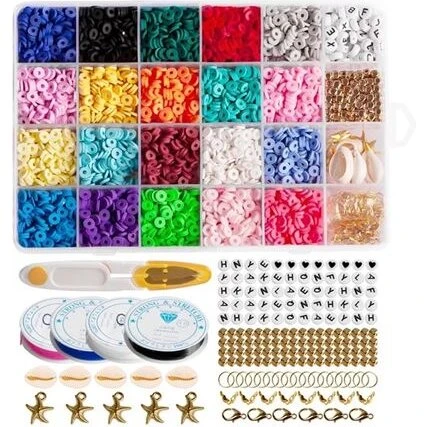 KREA DIY Clay Beads Smykkesæt, 24 rum, ca. 2.000 dele