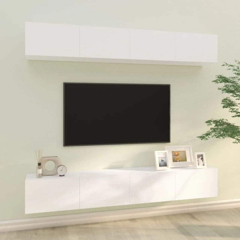 vidaXL væghængte tv-skabe 4 stk. 100x30x30 cm, hvid