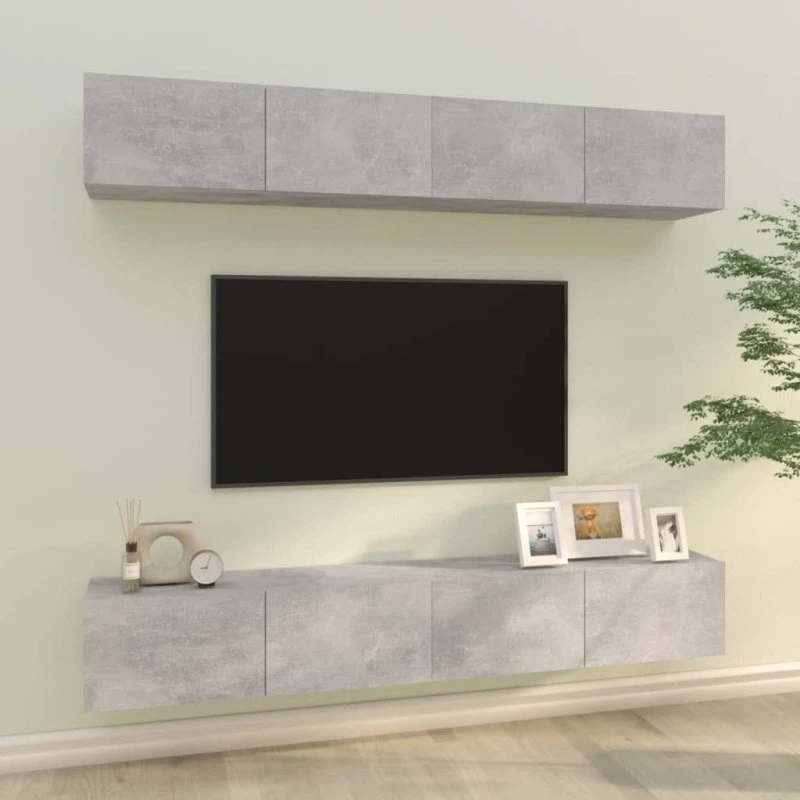 vidaXL væghængte tv-skabe 4 stk. 100x30x30 cm betongrå