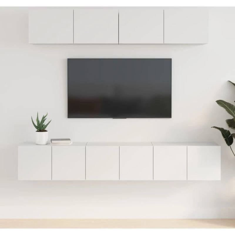 vidaXL TV-skabssæt 5 dele, konstrueret træ, hvid