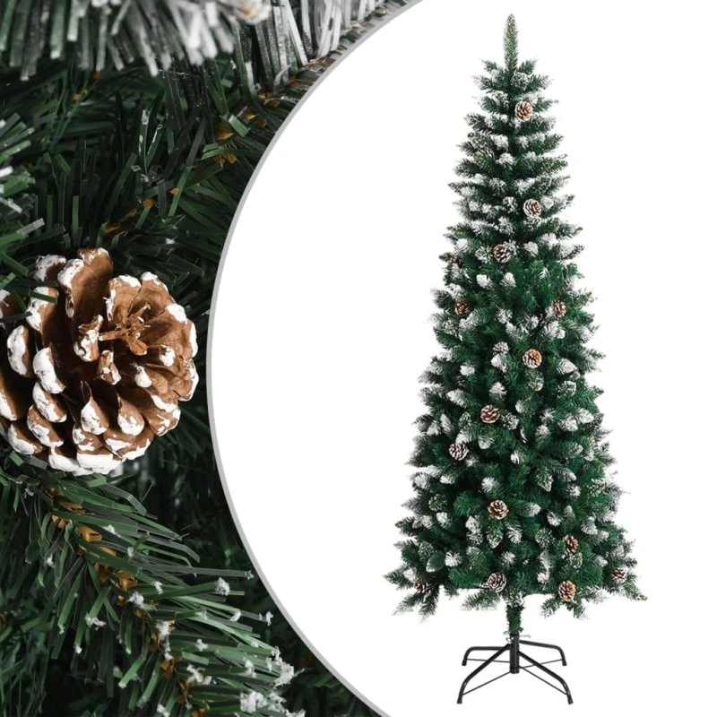 vidaXL kunstigt juletræ 240 cm med fod PVC grøn