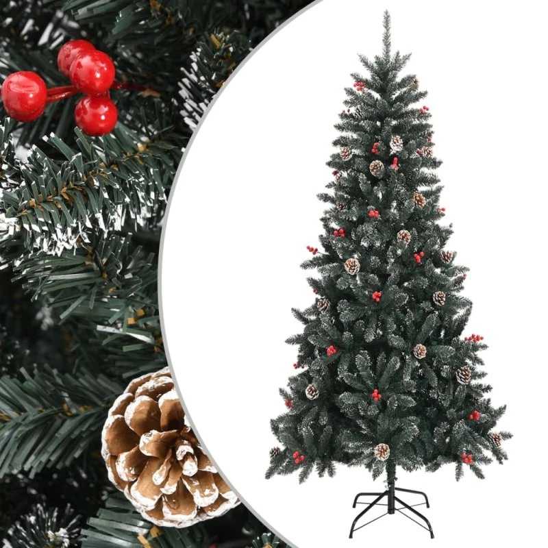 vidaXL kunstigt juletræ 240 cm PVC grøn med fod