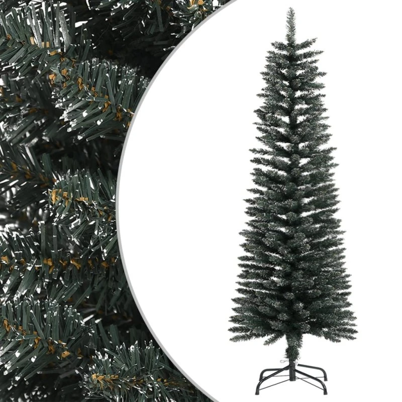 vidaXL kunstigt smalt juletræ 120 cm PVC grøn med fod