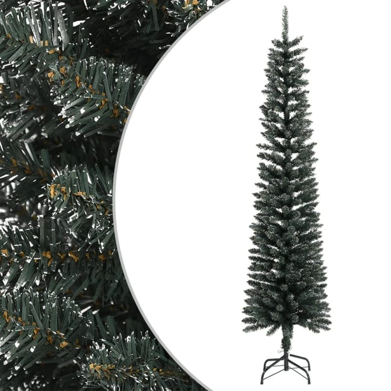 vidaXL kunstigt smalt juletræ 240 cm PVC grøn med fod