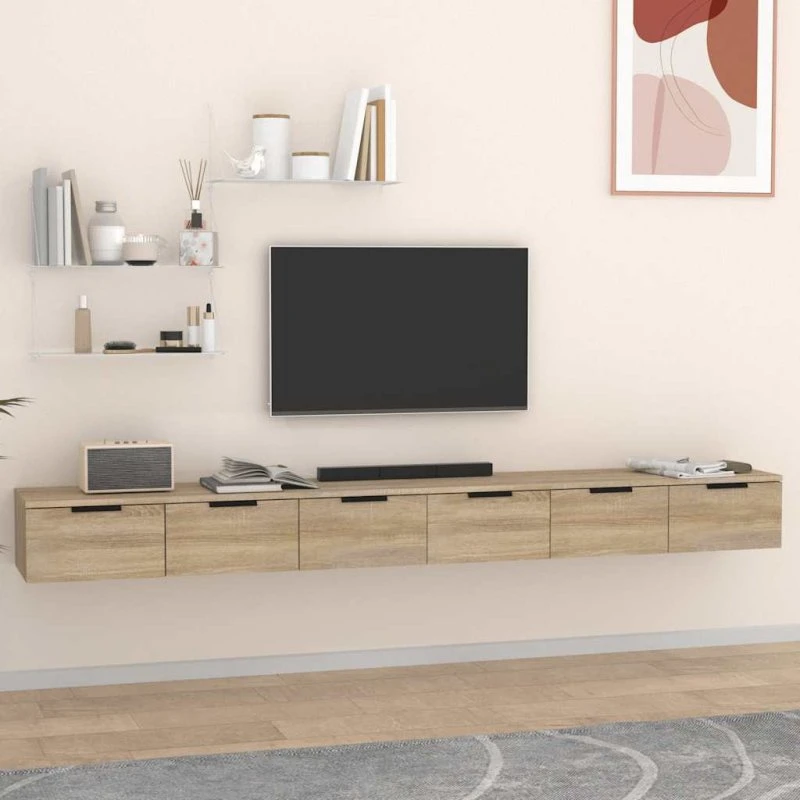 vidaXL vægskabe 2 stk. 102x30x20 cm konstrueret træ Sonoma-eg