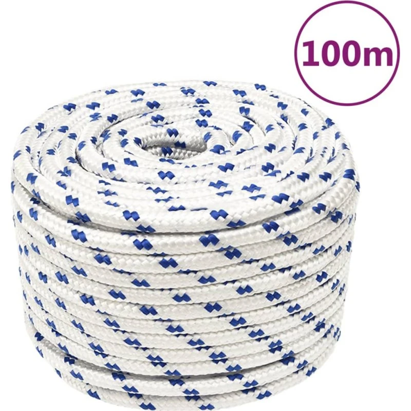 vidaXL tovværk 12 mm x 100 m PP hvid