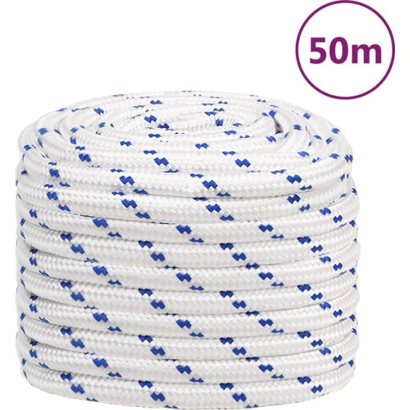 vidaXL tovværk til båd 20 mm 50 m polypropylen hvid