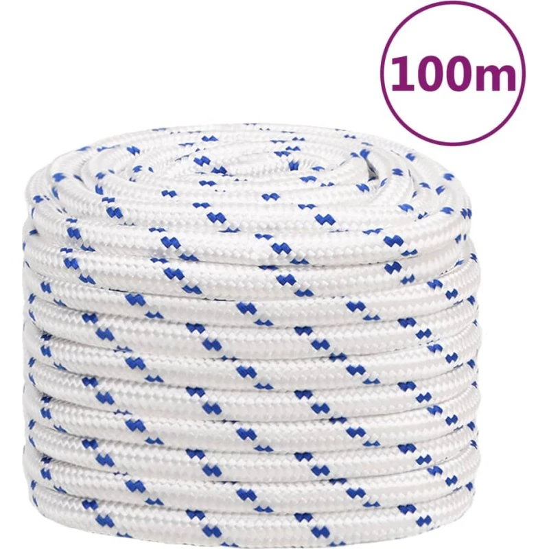 vidaXL tovværk til båd 20 mm x 100 m, polypropylen hvid