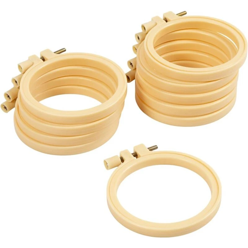 Broderiringe af plast Ø9,5 cm, 10 stk