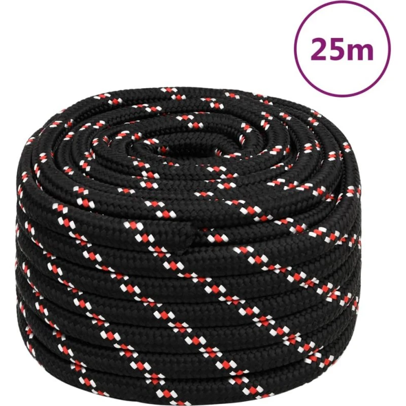 vidaXL tovværk til båd 20 mm x 25 m polypropylen sort