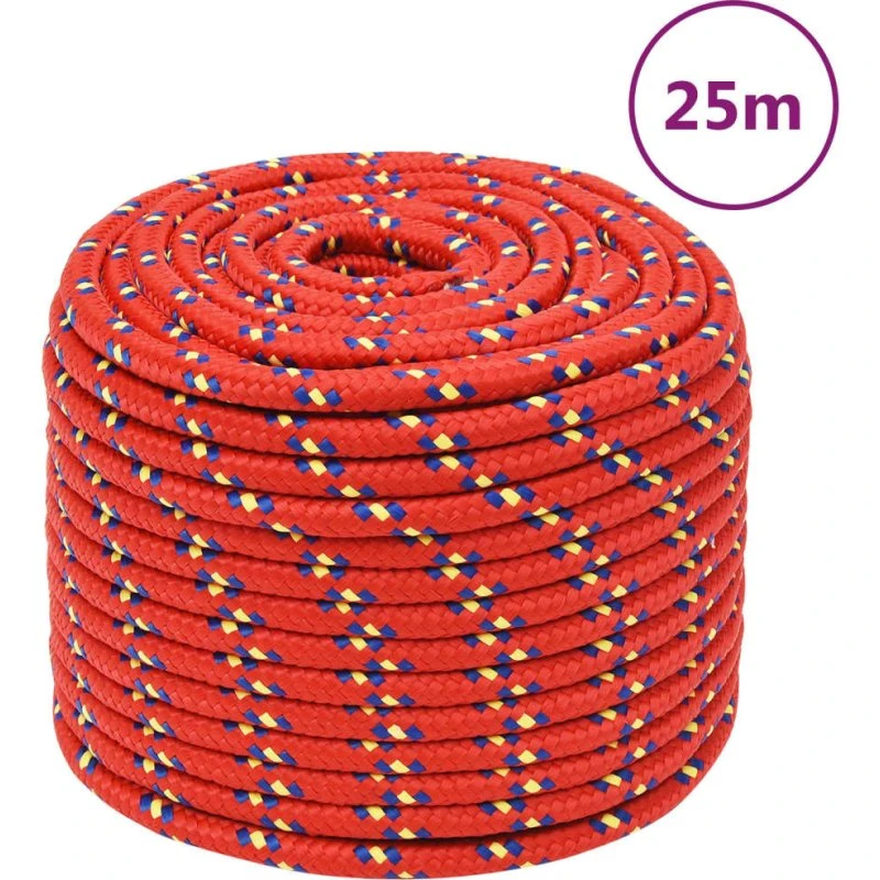 vidaXL tovværk 14 mm x 25 m polypropylen, rød