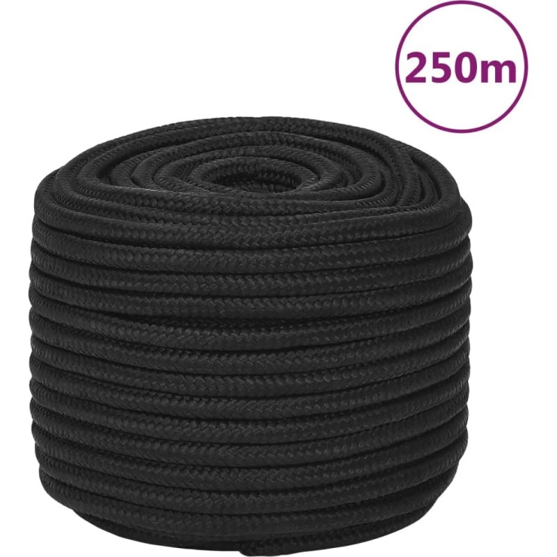 vidaXL tovværk 14 mm x 250 m - polypropylen, sort