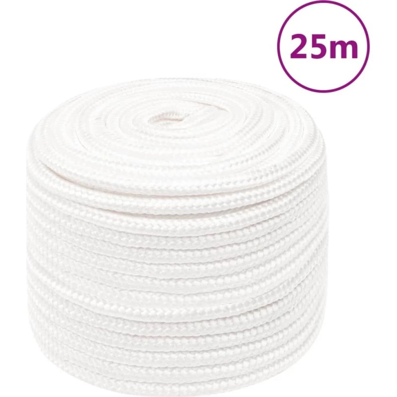 vidaXL tovværk til båd 12 mm x 25 m polypropylen hvid