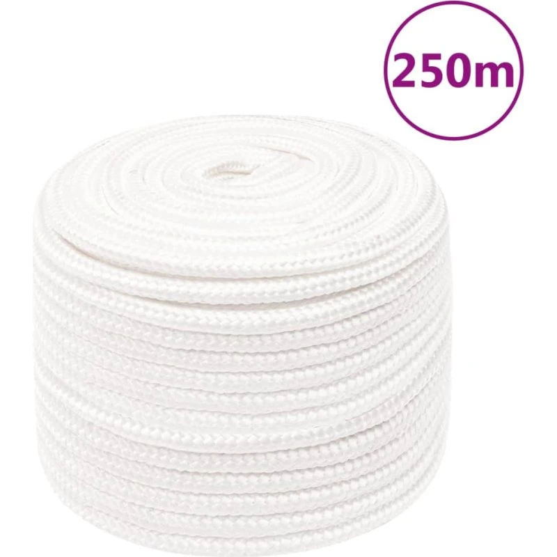 vidaXL tovværk 12 mm x 250 m – polypropylen, hvid