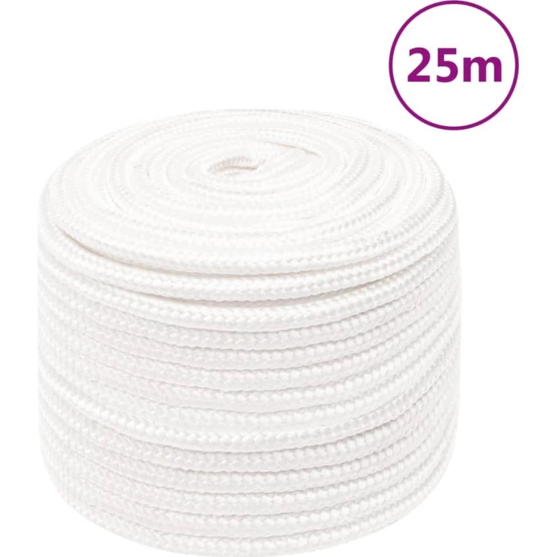 vidaXL tovværk til båd 14 mm x 25 m polypropylen, hvid