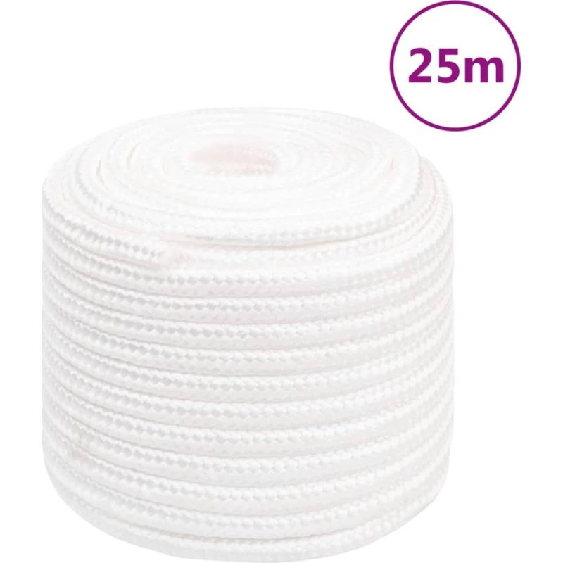 vidaXL tovværk 18 mm x 25 m polypropylen hvid