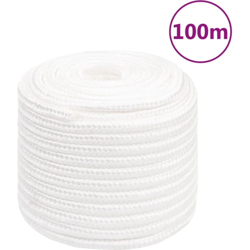 vidaXL tovværk 18 mm x 100 m PP hvid