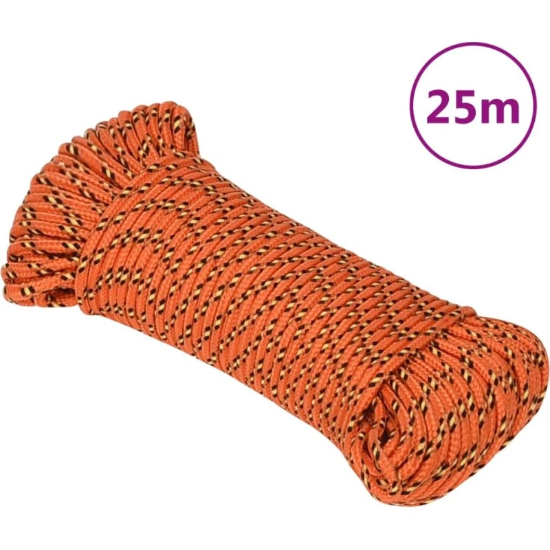 vidaXL tovværk til båd 3 mm 25 m polypropylen orange