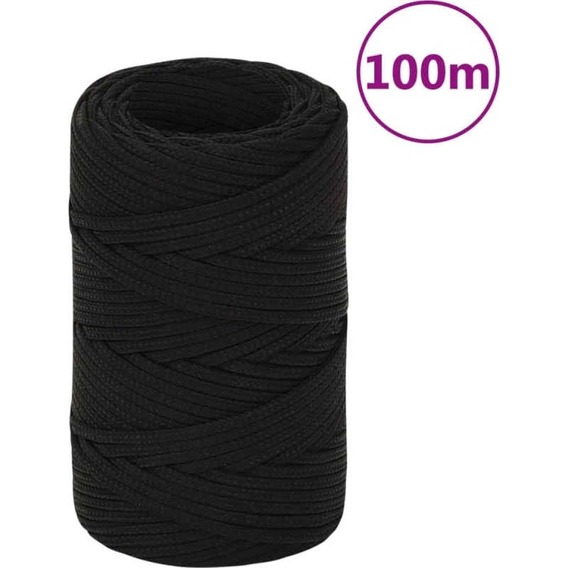 vidaXL arbejdsreb 2 mm 100 m polyester sort