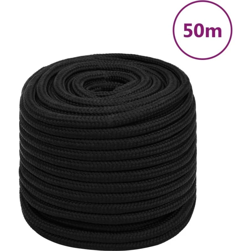 vidaXL arbejdsreb 18 mm 50 m polyester sort