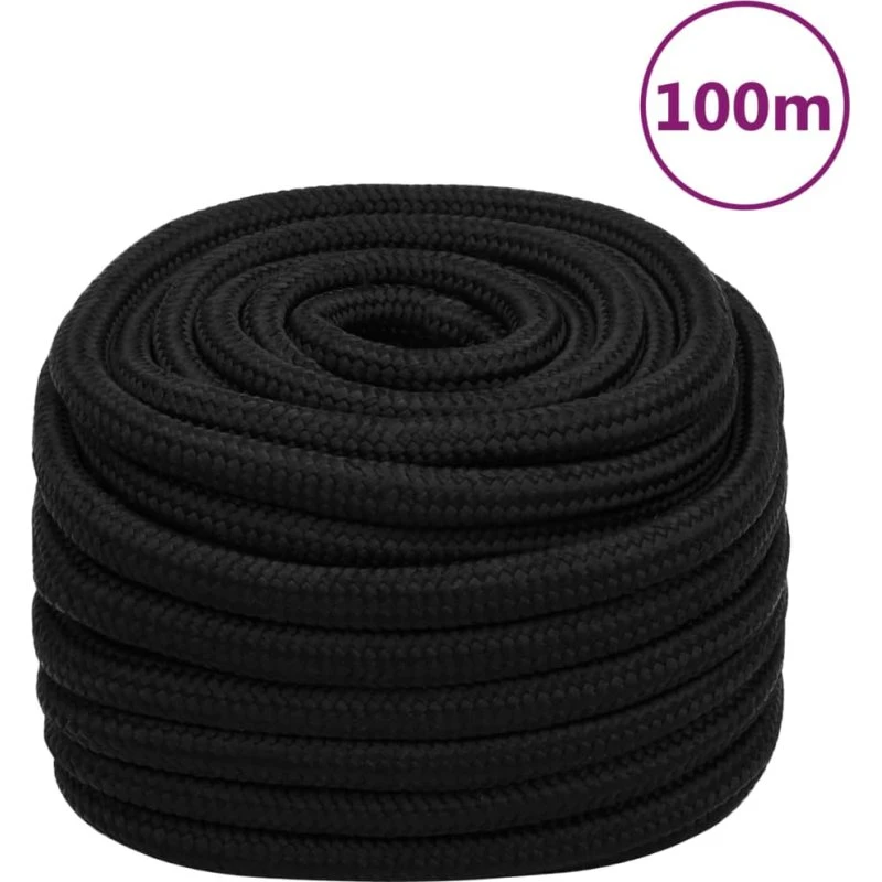 vidaXL arbejdsreb 20 mm 100 m polyester sort