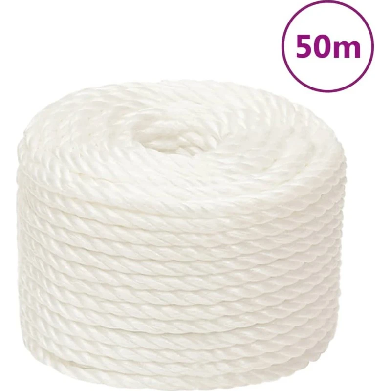 vidaXL arbejdsreb 24 mm x 50 m polypropylen, hvid