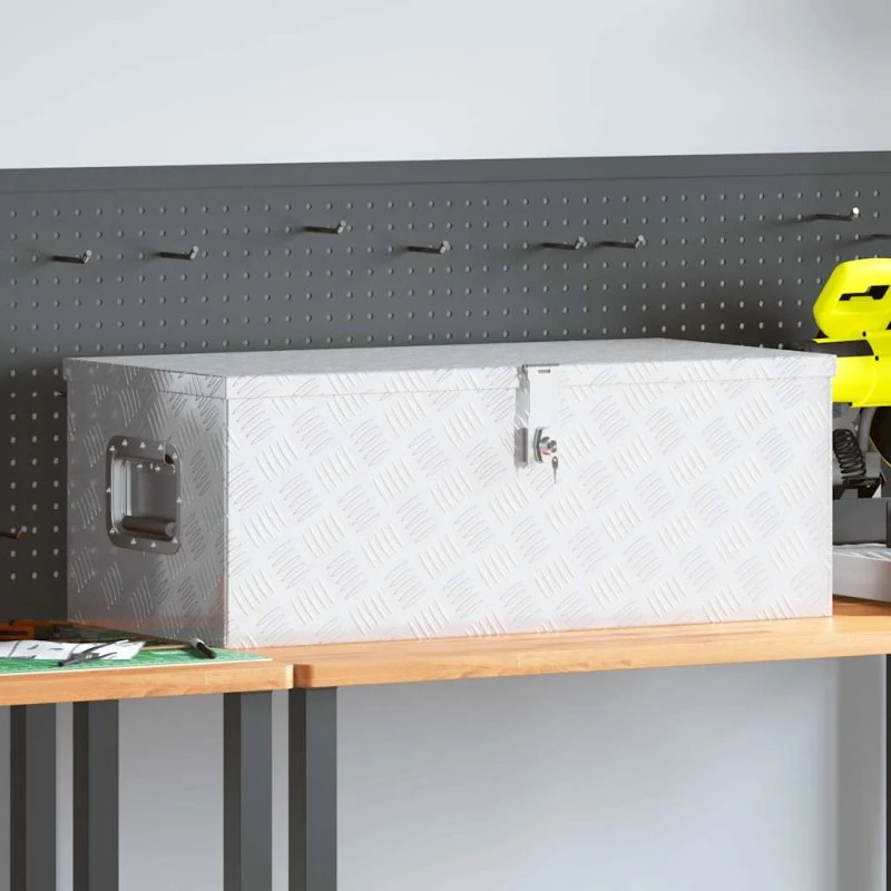vidaXL opbevaringskasse i aluminium 80x39x30 cm sølv