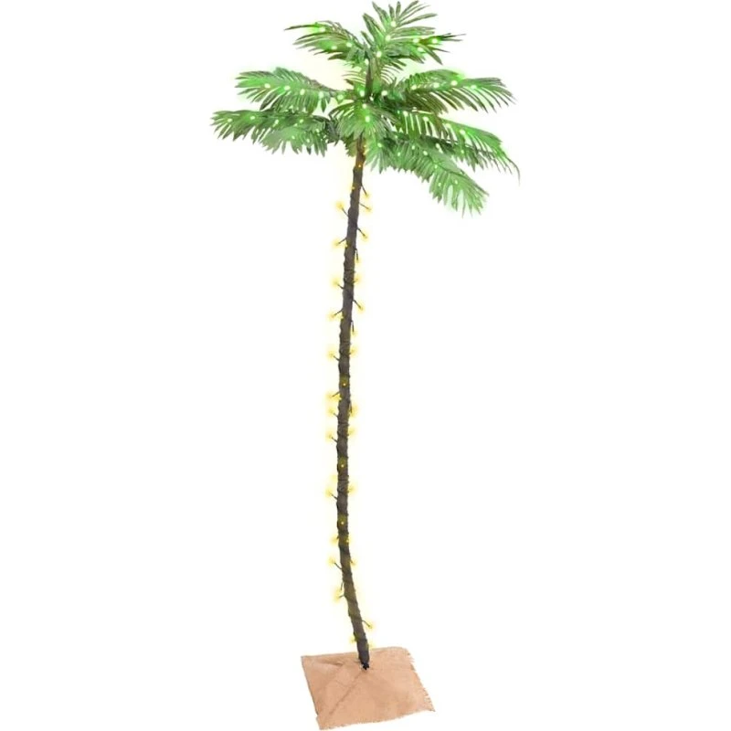 vidaXL LED-palmetræ 220 cm, 136 LED varmt hvidt, hvid