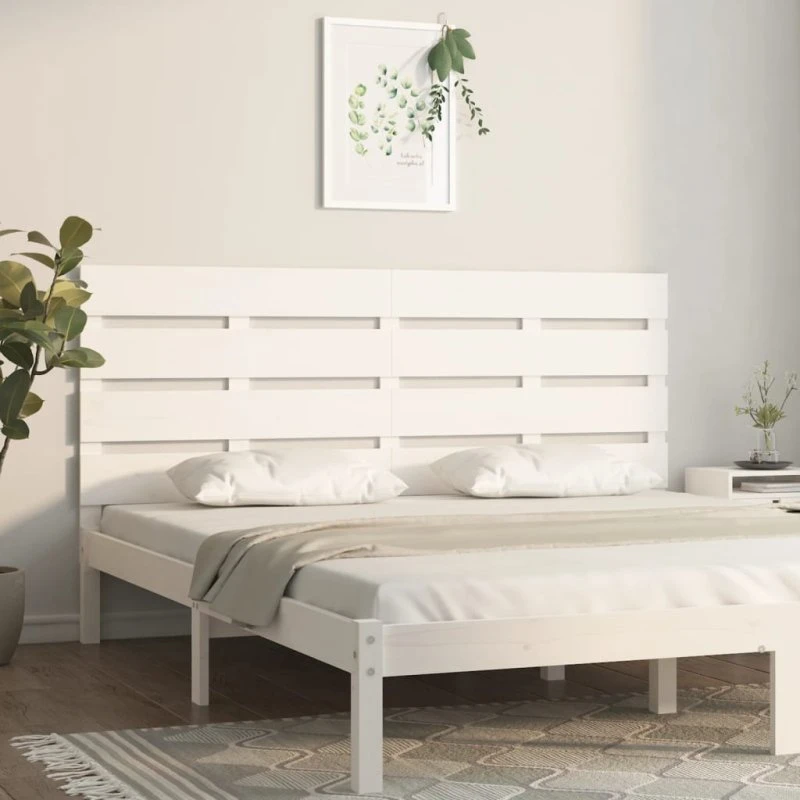 vidaXL sengegærde 120x3x80 cm i massivt fyrretræ, hvid