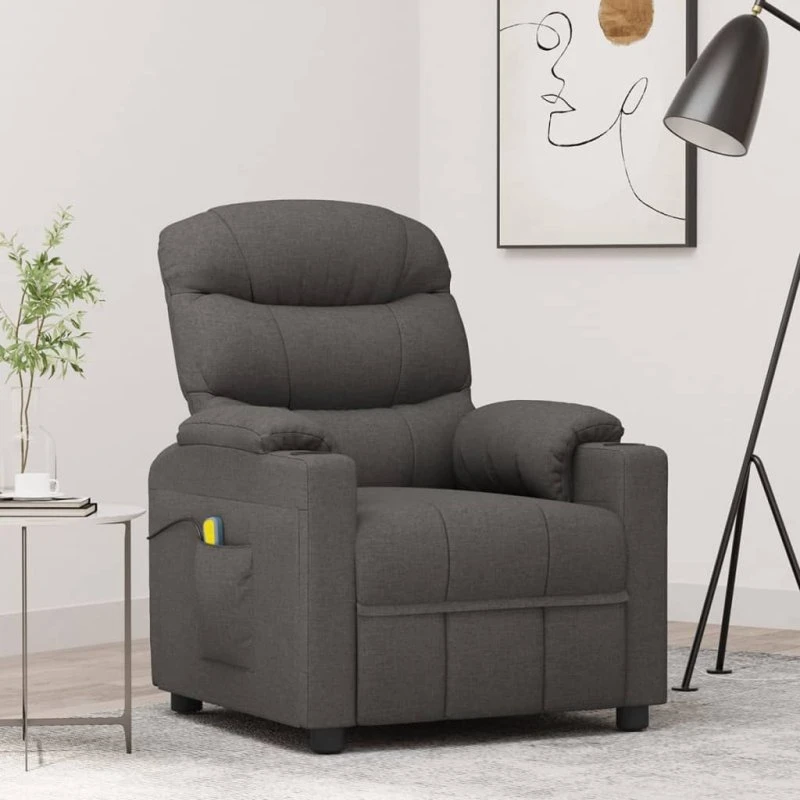 vidaXL massagestol stof mørkegrå med vibration