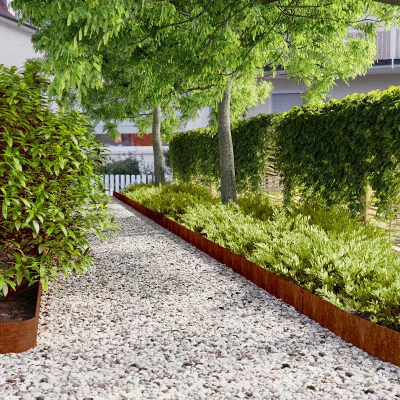 vidaXL plænekanter 10 stk 15x103 cm fleksibel cortenstål