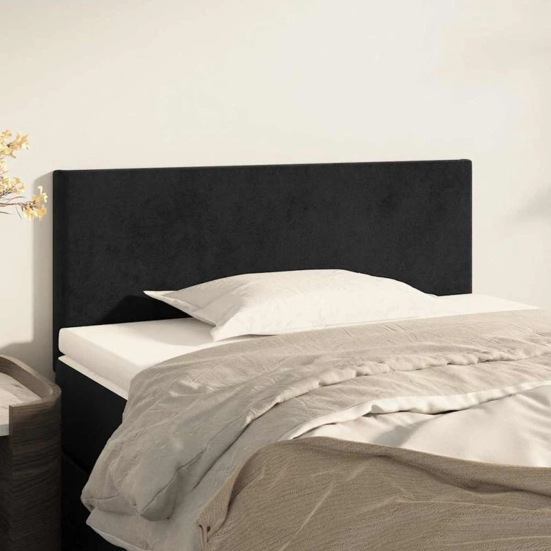 vidaXL Sengegavl 80x5x78/88 cm fløjl, sort