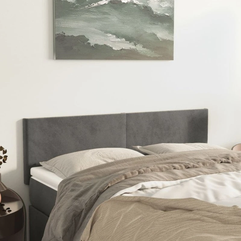 vidaXL Sengegavle 2 stk. 72x5x78/88 cm fløjl mørkegrå