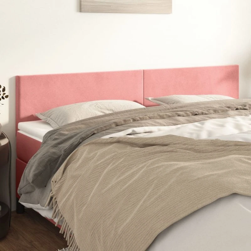 vidaXL Sengegavle 2 stk. 90x5x78/88 cm fløjl lyserød