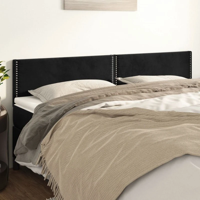 vidaXL sengegavle 2 stk. 90x5x78/88 cm sort fløjl