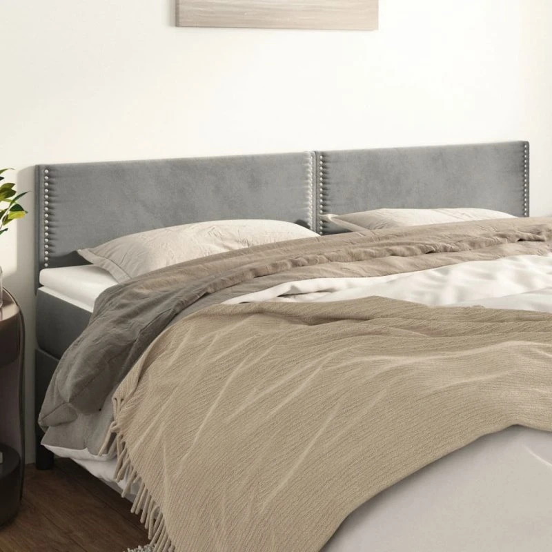 vidaXL Sengegavle 2 stk. 100x5x78/88 cm fløjl lysegrå