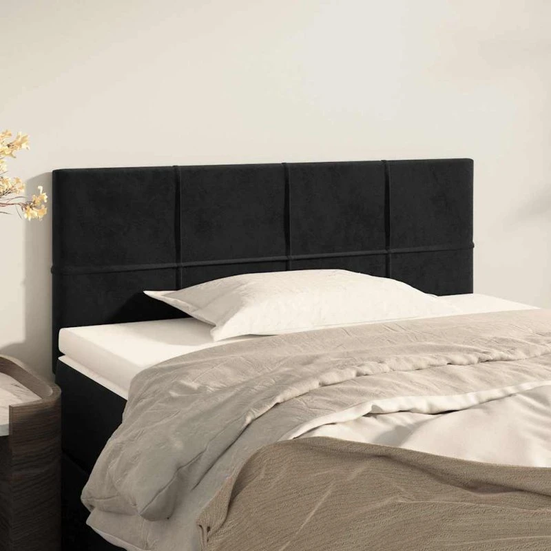 vidaXL sengegavl 80x5x78/88 cm fløjl, sort