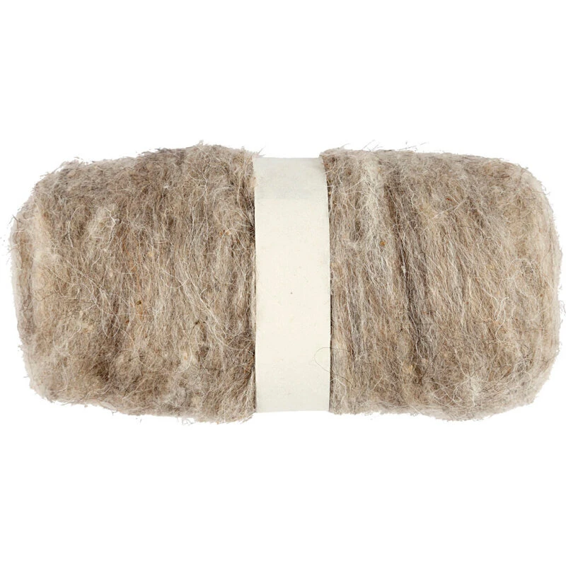 Kartet uld, natur 100 g