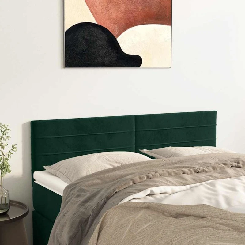 vidaXL Sengegavle 2 stk. 72x5x78/88 cm fløjl mørkegrøn
