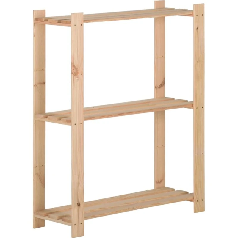 vidaXL opbevaringsreol 3 niveauer 60x28,5x90 cm massivt fyrretræ