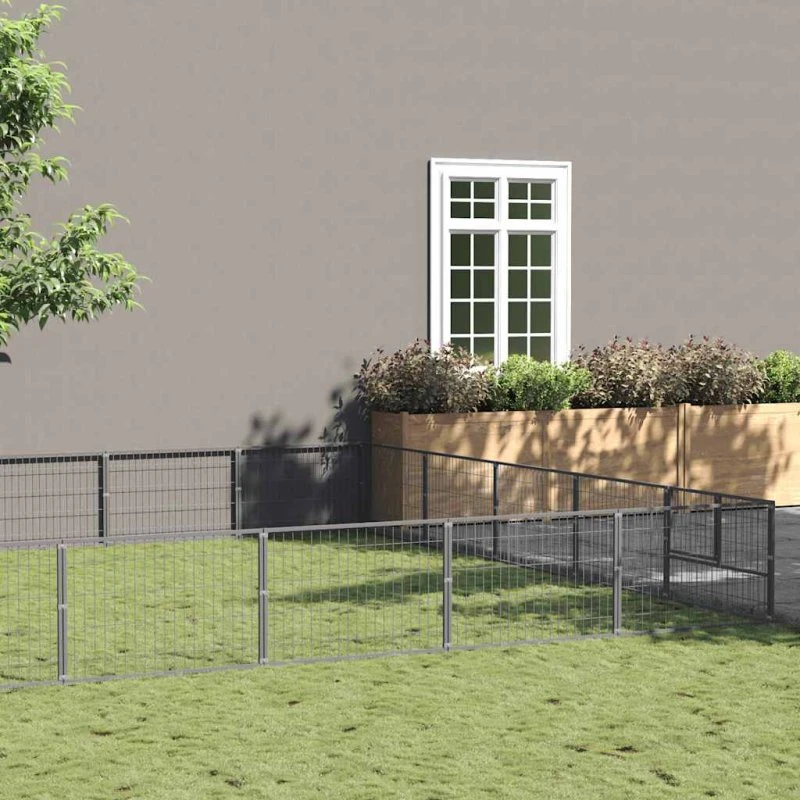vidaXL hundeløbegård 25 m² stål sølv