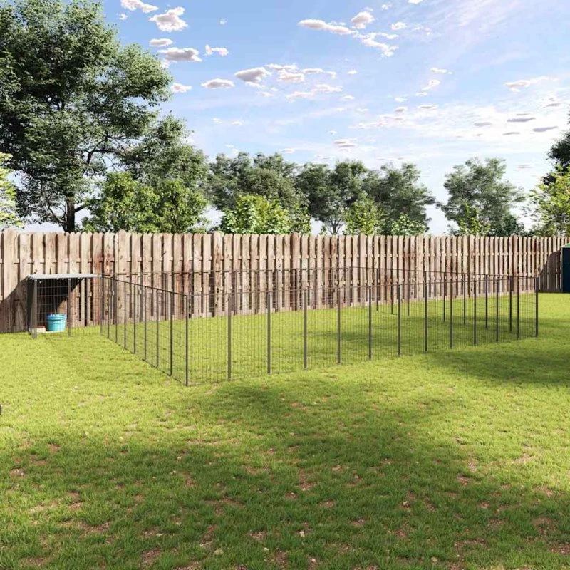 vidaXL hundeløbegård 37,51 m² stål sort