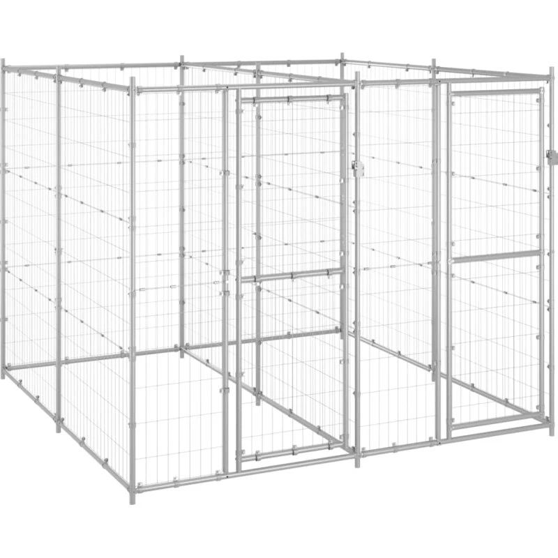 vidaXL udendørs hundebur 4,84 m², galvaniseret stål