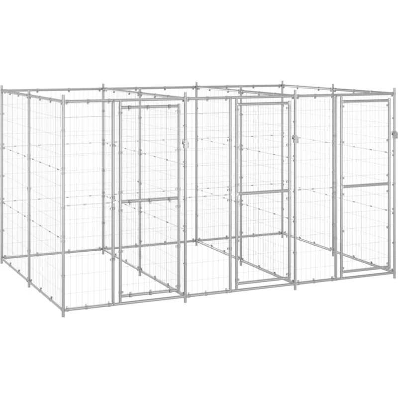 vidaXL udendørs hundeløbegård 7,26 m² galvaniseret stål