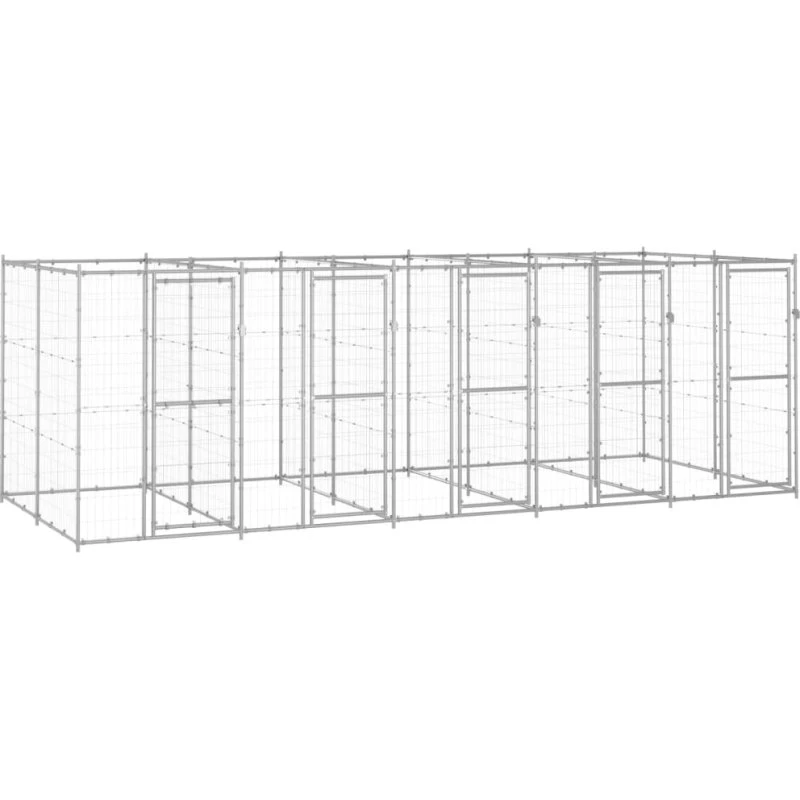vidaXL udendørs løbegård til hunde 12,1 m² galvaniseret stål