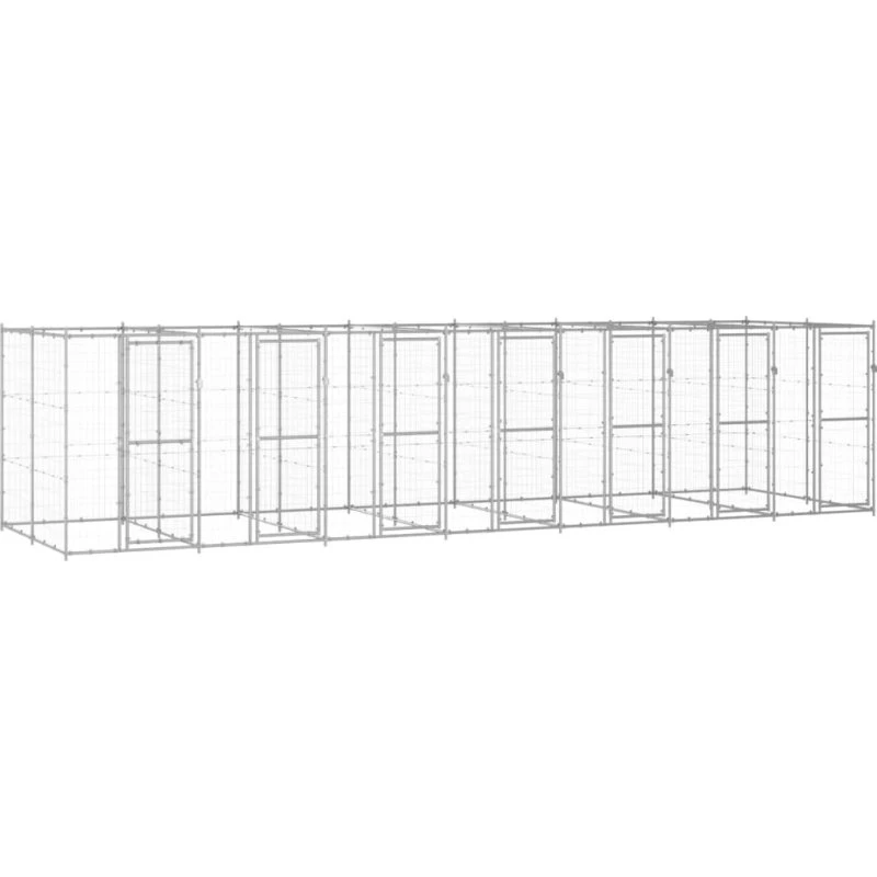 vidaXL udendørs hundebur 16,94 m² galvaniseret stål