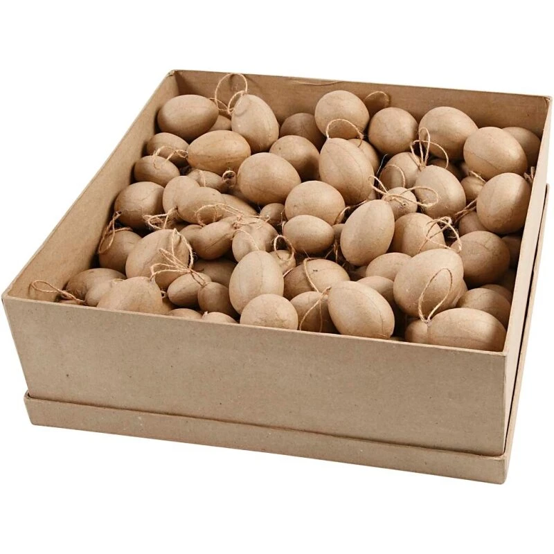 Papmaché æg 3-4-5-6 cm, 140 stk.