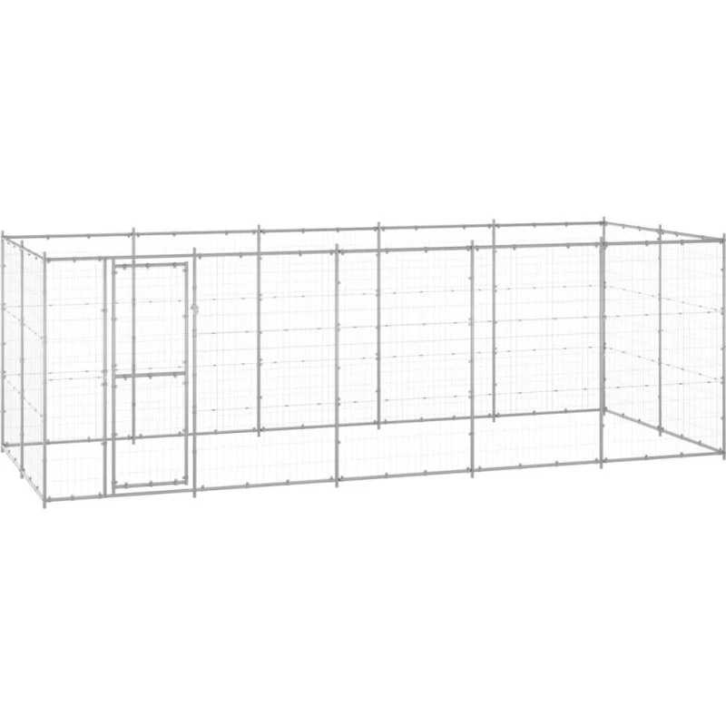 Udendørs hundebur 12,1 m² galvaniseret stål