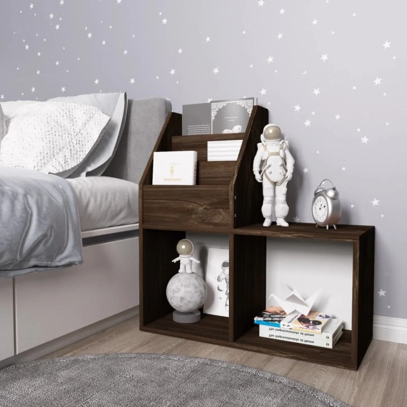 vidaXL magasinreol til børn 71x30x78,5 cm - røget eg