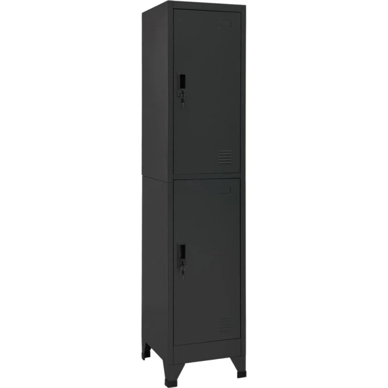 vidaXL lockerskab 38x45x180 cm stål antracitgrå, 2 rum